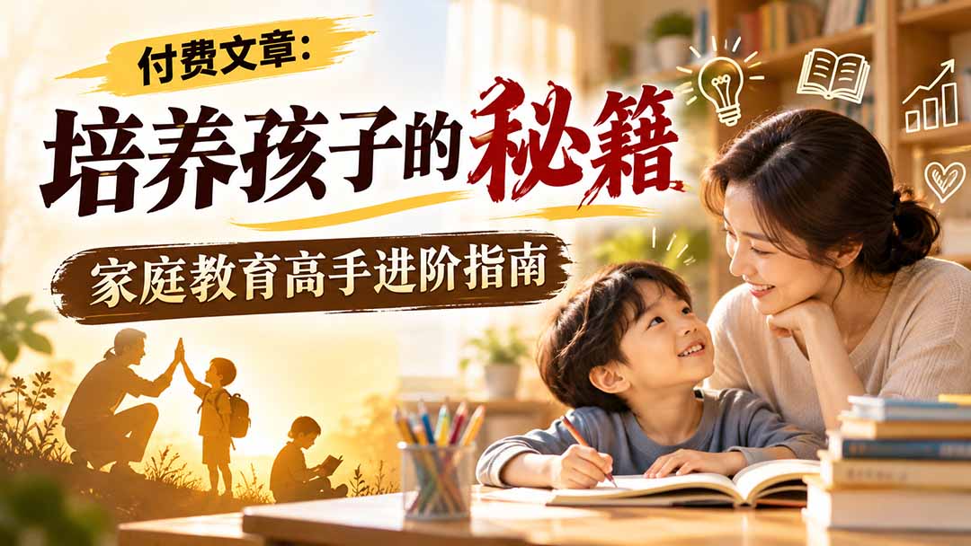 付费文章:培养孩子的秘籍,家庭教育高手进阶指南-迦哆网创社