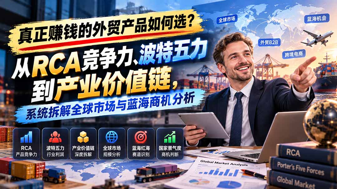 真正赚钱的外贸B2B产品如何选？从RCA竞争力、波特五力到产业价值链，系统拆解全球市场与蓝海商机分析-迦哆网创社