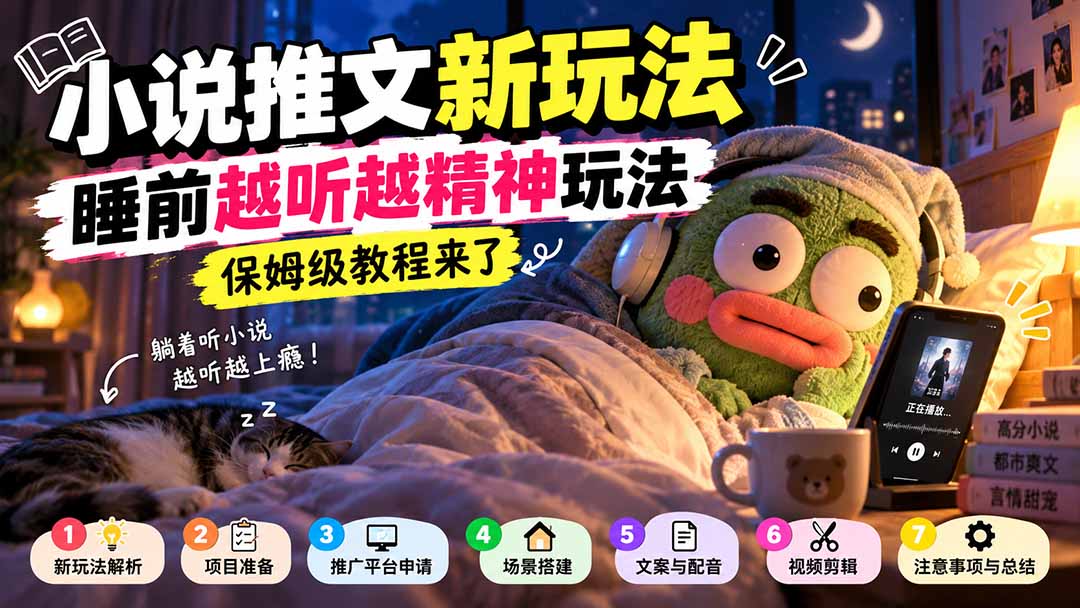 小说推文新玩法，睡前越听越精神玩法，保姆级教程来了-迦哆网创社