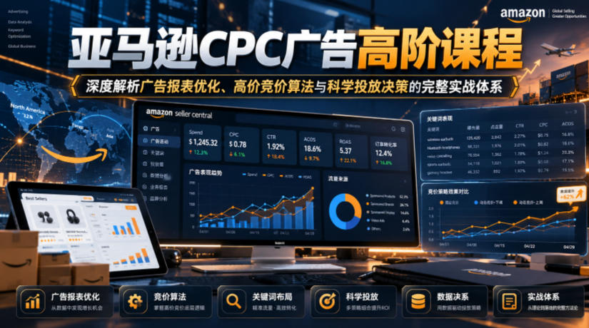 亚马逊CPC广告高阶课程,深度解析广告报表优化、高价竞价算法与科学投放决策的完整实战体系-迦哆网创社