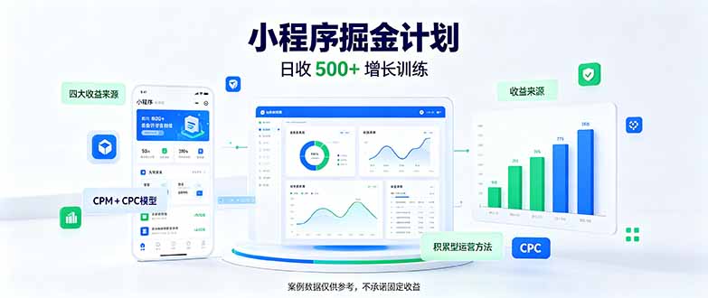 一部手机日入500+,微信小程序掘金计划,四种收入来源,长期稳定可靠-迦哆网创社