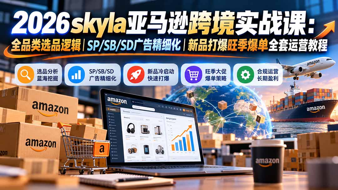 skyla亚马逊跨境实战课-更新1019:全品类选品逻辑|SP/SB/SD广告精细化|新品打爆旺季爆单全套运营教程-迦哆网创社