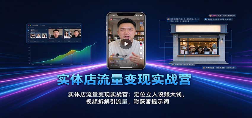 实体店流量变现实战营:定位立人设赚大钱,视频拆解引流量,附获客提示词-迦哆网创社