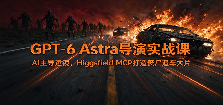 GPT-6 Astra导演实战课:AI主导运镜,Higgsfield MCP打造丧尸追车大片-迦哆网创社