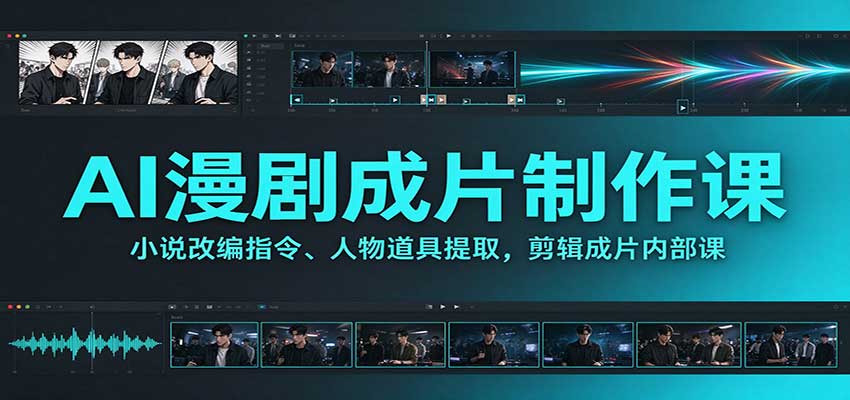 AI漫剧成片制作课：小说改编指令、人物道具提取，剪辑成片全流程-迦哆网创社