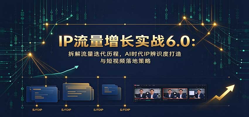 IP流量增长实战6.0:拆解流量迭代历程,AI时代IP辨识度打造与短视频落地策略-迦哆网创社