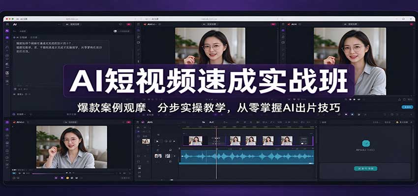 AI短视频速成实战班：爆款案例观摩、分步实操教学，从零掌握AI出片技巧-迦哆网创社
