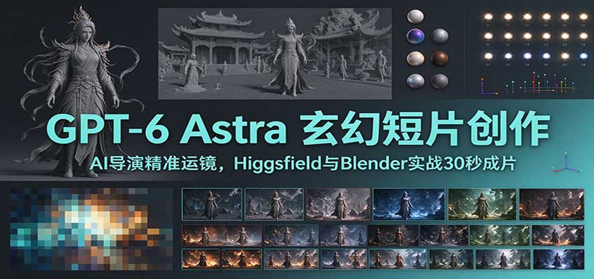 GPT-6 Astra 玄幻短片创作:AI导演精准运镜,Higgsfield与Blender实战30秒成片-迦哆网创社