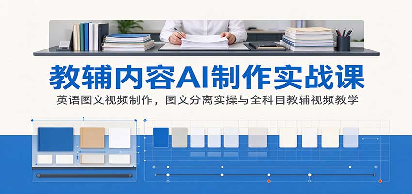 AI制作教辅内容实战课:英语图文视频制作,图文分离实操与全科目教辅视频教学-迦哆网创社