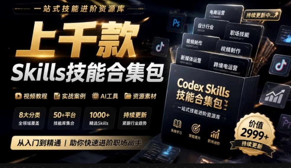真值得收藏了，这次！上千款AI Skills技能直接被人打包好了，给AI工具备下了一整间技能商店-迦哆网创社