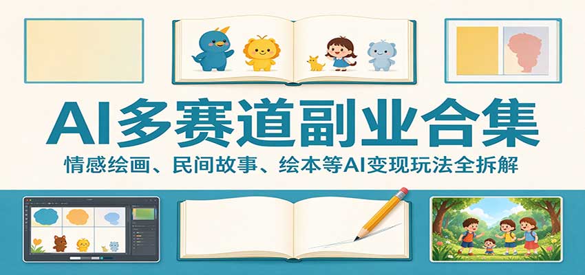 AI多赛道副业合集：情感绘画、民间故事、绘本等AI变现玩法全拆解-迦哆网创社