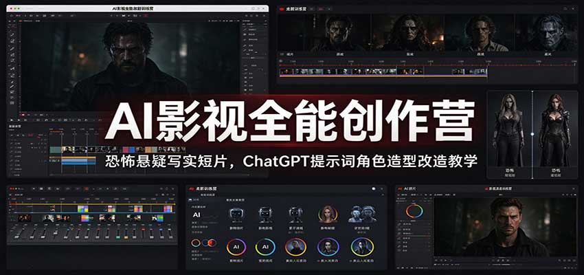 AI影视全能创作营：恐怖悬疑写实短片，ChatGPT提示词角色造型改造教学-迦哆网创社