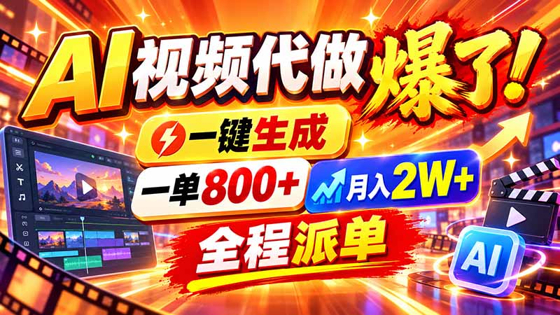 2026年底新赛道,AI视频代做一单800+,小白可做,告别打工-迦哆网创社