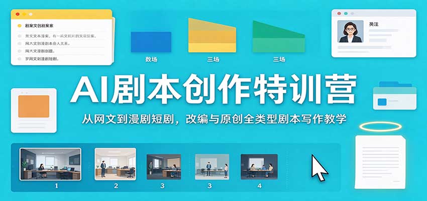 AI剧本创作特训营:从网文到漫剧短剧,改编与原创全类型剧本写作教学-迦哆网创社
