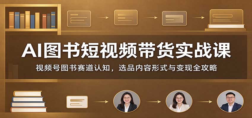 AI图书短视频带货实战课:视频号图书赛道认知,选品内容形式与变现全攻略-迦哆网创社