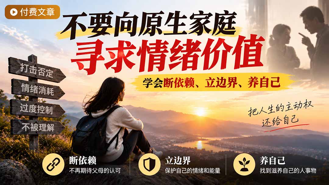 付费文章:不要向原生家庭寻求情绪价值,学会断依赖、立边界、养自己-迦哆网创社