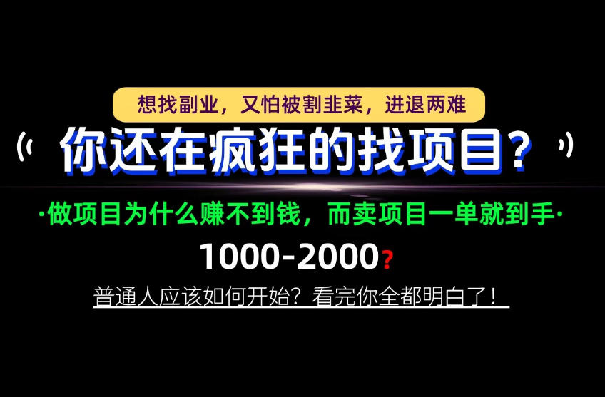 你还在疯狂的找项目?别傻了!卖项目才是真正的一本万利!怎么做,看完你全都明白!【揭秘】-迦哆网创社