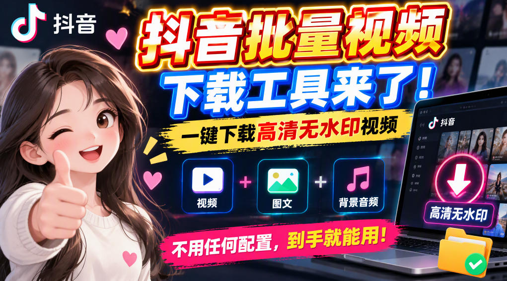 抖音批量视频下载工具，一键下载高清无水印视频，到手就能用-迦哆网创社