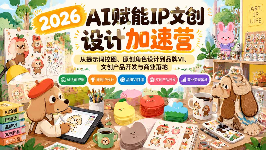 2026AI赋能IP文创设计加速营:从提示词控图、原创角色设计到品牌VI、文创产品开发与商业落地-迦哆网创社