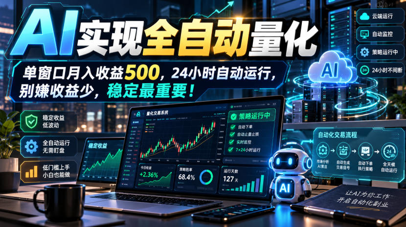 AI全自动量化项目，长期稳定可落地，0门槛躺赚稳定项目！-迦哆网创社