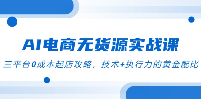 AI电商无货源实战课，三平台0成本起店攻略，技术+执行力的黄金配比-迦哆网创社