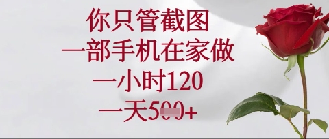 你只管截图，一部手机在家操作，一小时120.一天5张【揭秘】-迦哆网创社