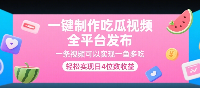 一键制作吃瓜视频，全平台发布，一条视频可以实现一鱼多吃，轻松实现日4位数收益【揭秘】-迦哆网创社