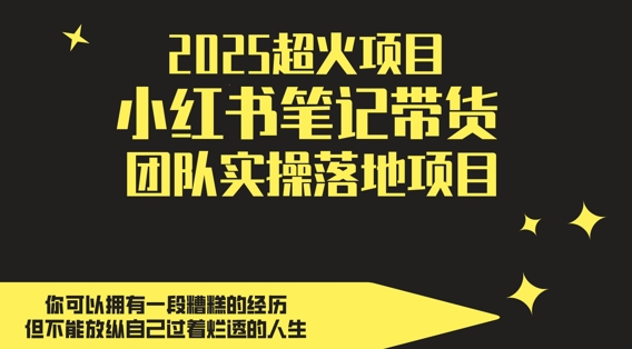 2025超火项目，副业最佳选择，小红书笔记带货团队实操落地项目，，轻松日入5张-迦哆网创社