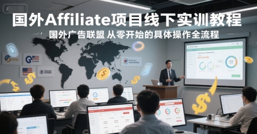 国外Affiliate项目线下实训教程，国外广告联盟从零开始的具体操作全流程-迦哆网创社