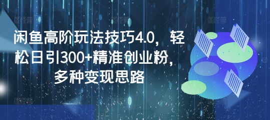 闲鱼高阶玩法技巧4.0，轻松日引300+精准创业粉，多种变现思路-迦哆网创社