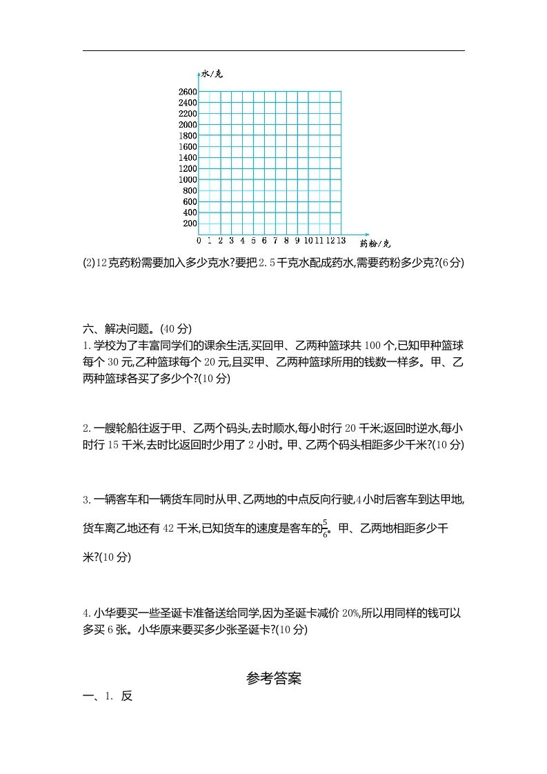 六下苏教版数学第六单元测试卷-2-迦哆网创社