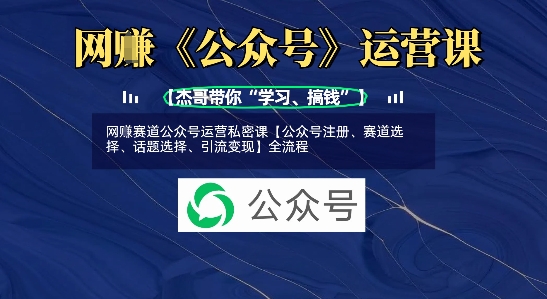 网创赛道公众号运营私密课【公众号注册、赛道选择、话题选择、引流变现】全流程-迦哆网创社