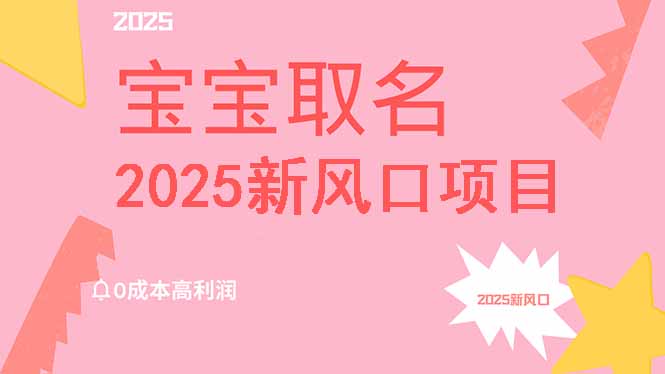 2025新风口项目宝宝取名，0成本高利润，附保姆级教程，月入过万不是梦-迦哆网创社