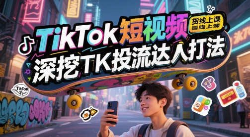 TikTok短视频带货线上课，深挖TK投流达人打法-迦哆网创社