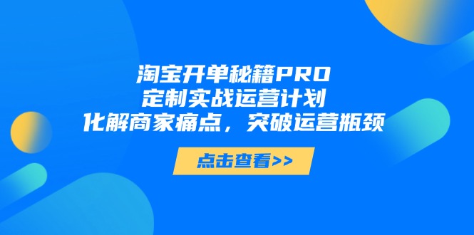 淘宝开单秘籍PRO，定制实战运营计划，化解商家痛点，突破运营瓶颈-迦哆网创社