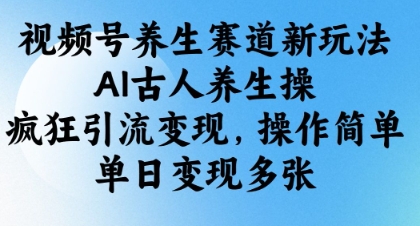 视频号养生赛道新玩法，AI古人养生操，疯狂引流变现，操作简单，单日变现多张-迦哆网创社