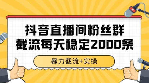 抖音直播间粉丝群暴力截流，一台电脑每天稳定2000条数据【揭秘】-迦哆网创社