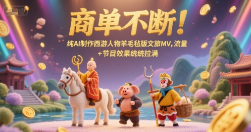 商单不断！纯AI制作西游人物羊毛毡版文旅MV，流量+节目效果统统拉满-迦哆网创社