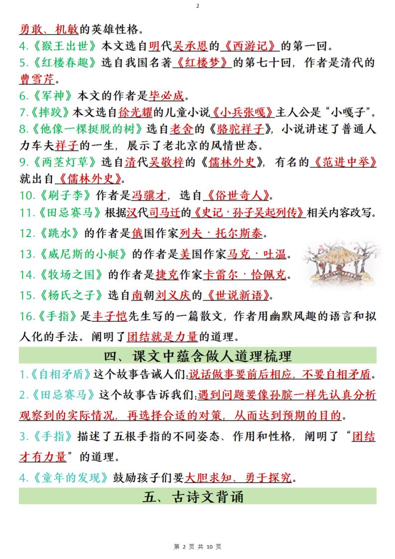 五下语文全册必背知识点-迦哆网创社