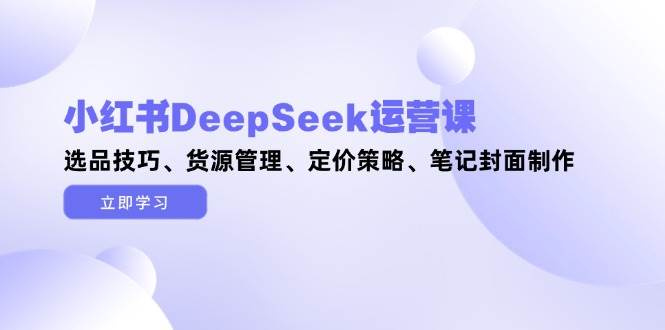 小红书DeepSeek运营课，选品技巧、货源管理、定价策略、笔记封面制作-迦哆网创社