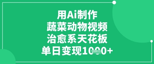 用Ai制作蔬菜动物视频，治愈系天花板，单日变现1k-迦哆网创社