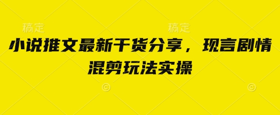小说推文最新干货分享，现言剧情混剪玩法实操-迦哆网创社