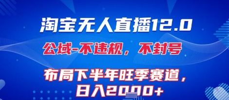 淘宝无人直播12.0，不封号，不违规，布局下半年旺季赛道，日入1k+(独家技术)【揭秘】-迦哆网创社
