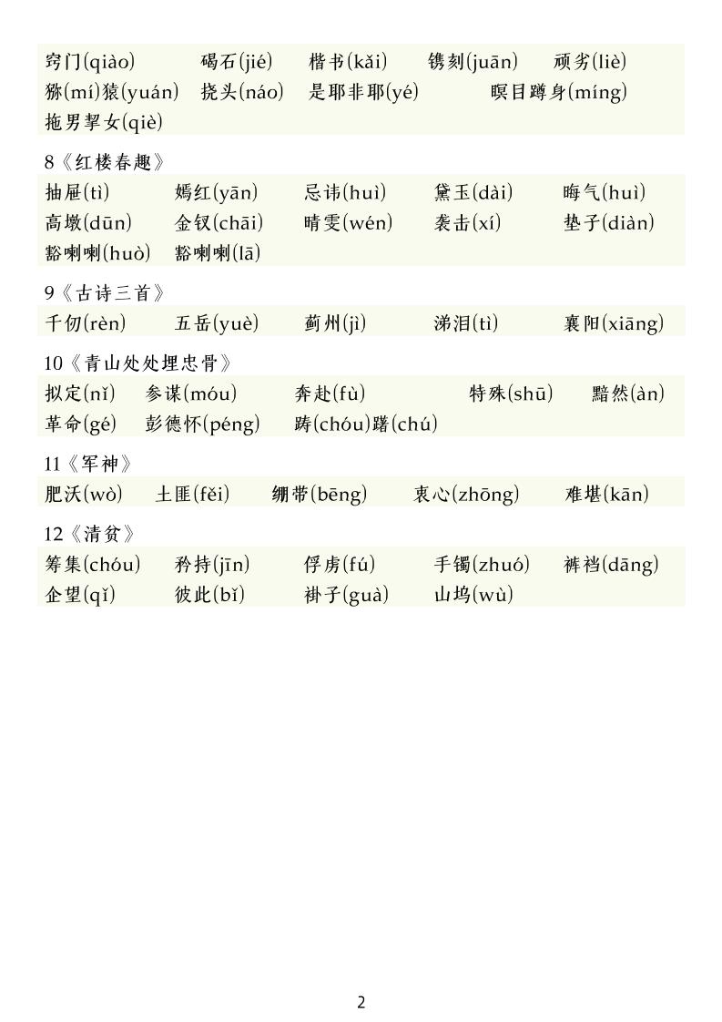 五下语文期中复习八大专题-迦哆网创社