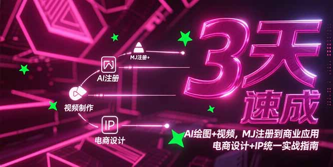 3天速成AI绘图+视频，MJ注册到商业应用，电商设计+IP统一实战指南-迦哆网创社