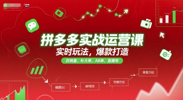 拼多多实战运营课，实时玩法，爆款打造，改销量，补大单，AB单，直播等(更新2025月)-迦哆网创社