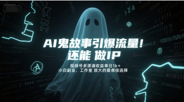 AI鬼故事引爆流量，还能做IP，视频号多渠道收益单日1k+，小白副业、工作室放大的最佳选择-迦哆网创社