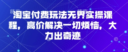 淘宝付费玩法无界实操课程，高价解决一切烦恼，大力出奇迹-迦哆网创社