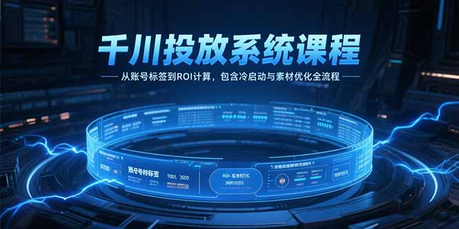 千川投放系统课程，从账号标签到ROI计算，包含冷启动与素材优化全流程-迦哆网创社