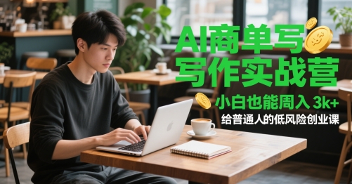 AI商单写作实战营，小白也能周入3k+，给普通人的低风险创业课-迦哆网创社